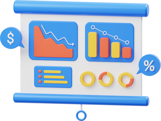 Loss Metrics Presentation Screen 3D Icon