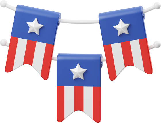 United States Flag Banner 3D Icon